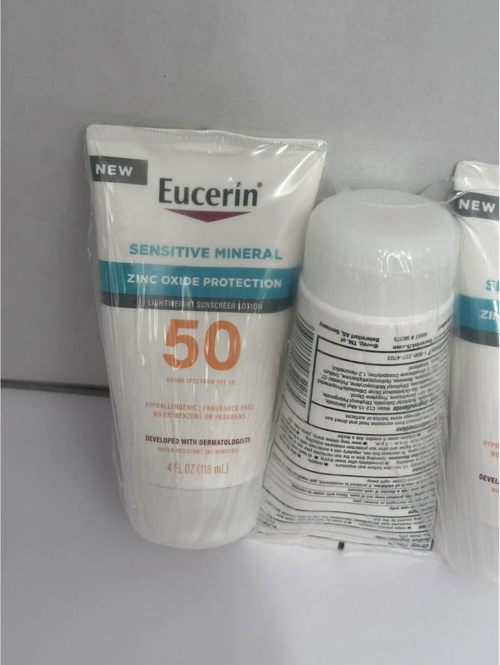 3 Eucerin Sensitive Mineral Lightweight Zinc Oxide SPF 50 Lotion 4 oz exp 2/2024